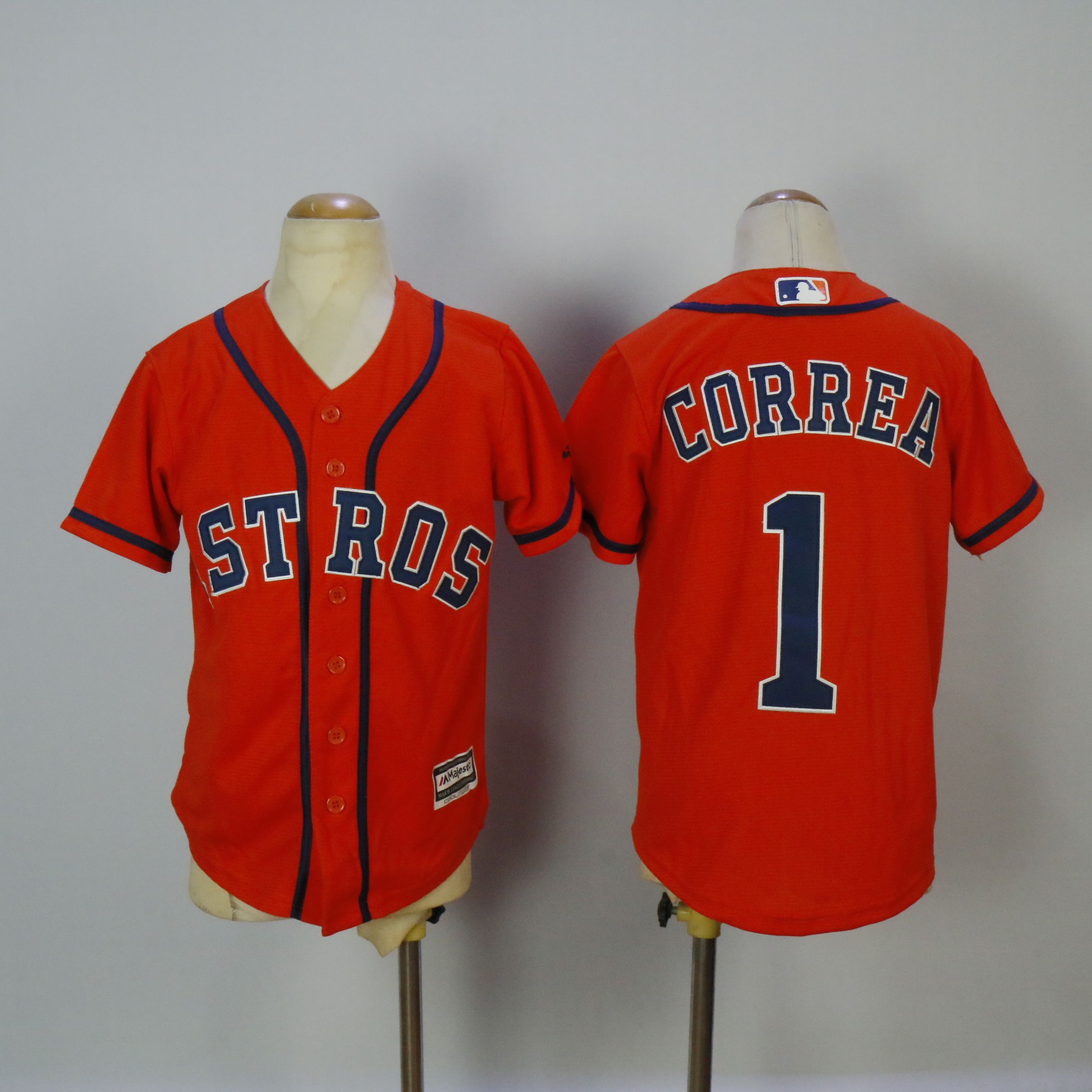 Youth Houston Astros 1 Correa Orange MLB Jerseys